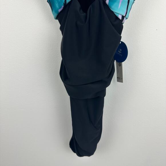 NWT Cupshe Womens Crossback Ruched One Piece Black/Teal Bathing Swimsuit Small - Picture 4 of 11